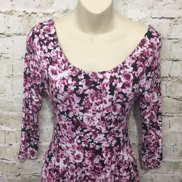 Sophia & Zeke Pink Floral 3/4 Sleeve Dress - Picture 4 of 5